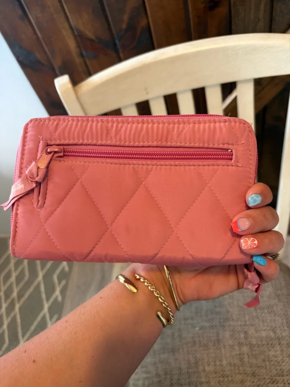 Vera Bradley Coral Quilted Zip-Around Wallet with Turn-Lock Tab - Picture 5 of 5